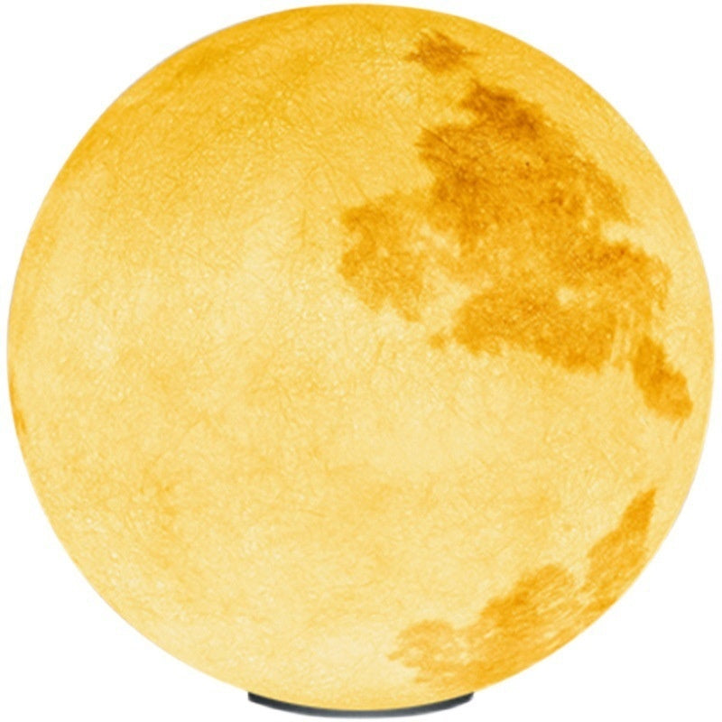 Moon-shaped lamp with textured surface on a white background