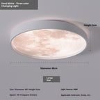 Ceiling light fixture with dimensions and features on a gray background