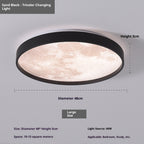 Ceiling light fixture with dimensions and features on a gray background