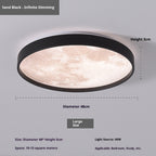 Ceiling light fixture with dimensions and features on a gray background