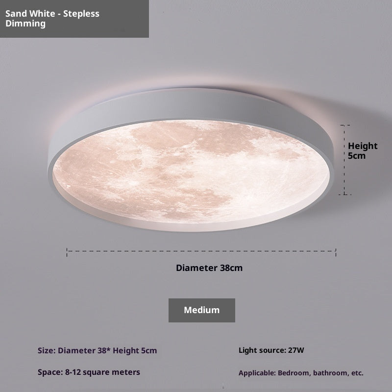 Ceiling light fixture with sand white finish and dimming feature on a gray background