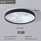 Ceiling light fixture with dimensions and features on a gray background