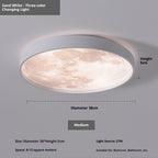 Ceiling light fixture with dimensions and features on a gray background
